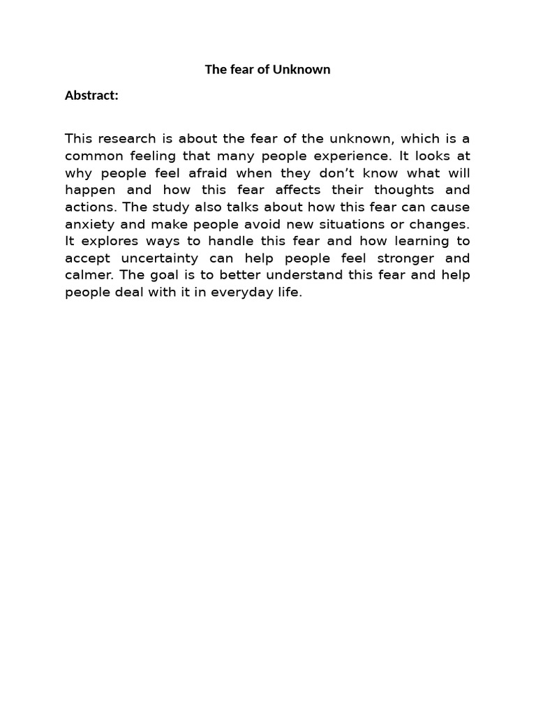 Understanding Fear of the Unknown | PDF