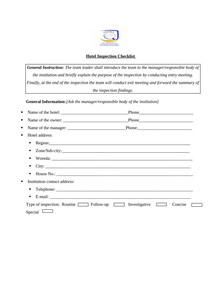 Hotel Inspection Checklist Guide | PDF | Toilet | Laundry