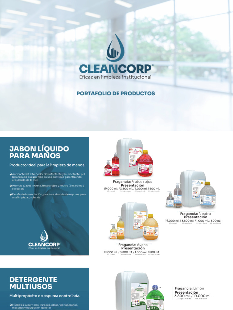 Portafolio de Productos Cleancorp | PDF | Detergente
