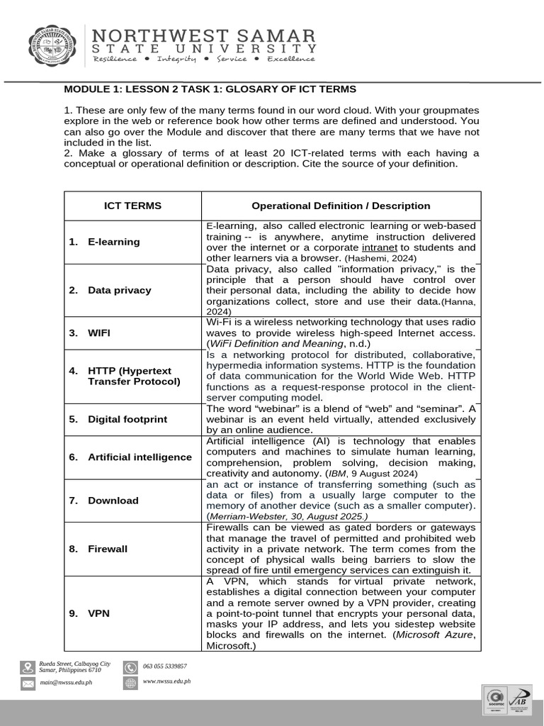 ICT Terms Glossary for E-Learning | PDF | World Wide Web | Internet & Web