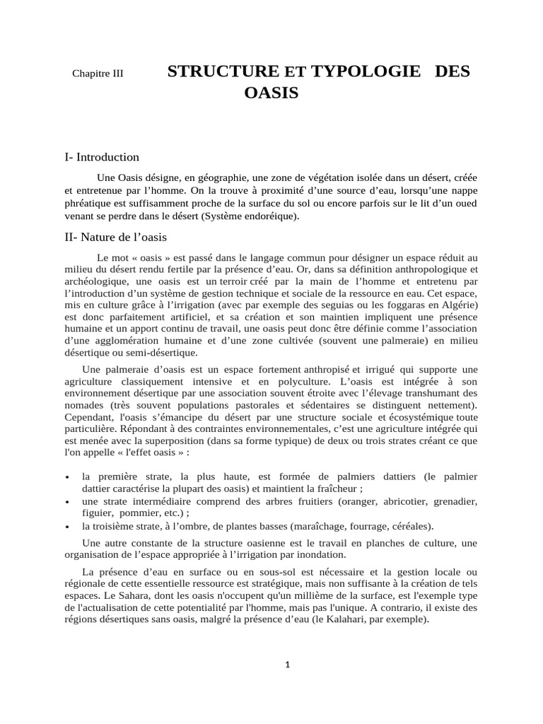 Structure et typologie des oasis | PDF | Géographie physique | Sciences ...