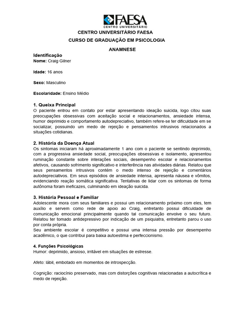 Afeto Embotado em Adolescente Ansioso | PDF | Depressão | Ansiedade