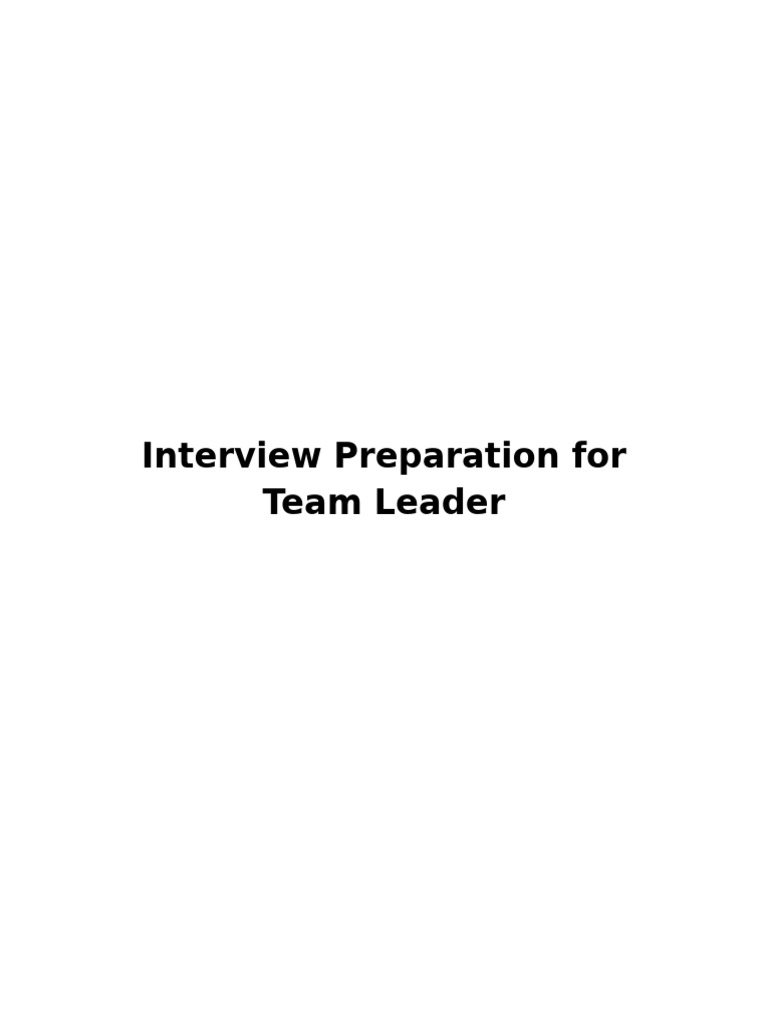 Team Leader Interview Prep Guide | PDF | Warehouse | Logistics