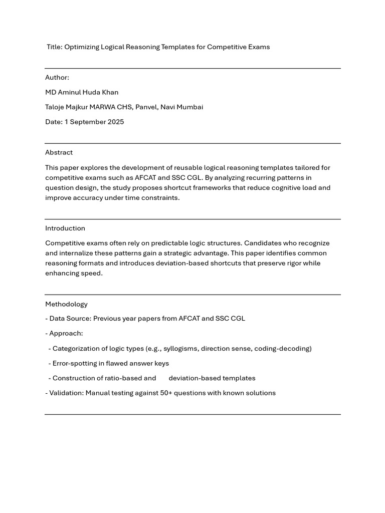 Optimizing Reasoning Templates for Exams | PDF