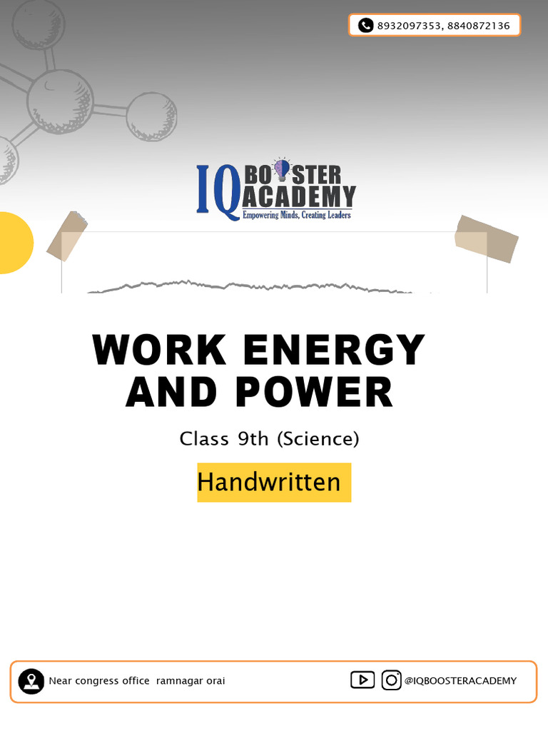 Class 9 Science: Work, Energy, Power Notes | PDF