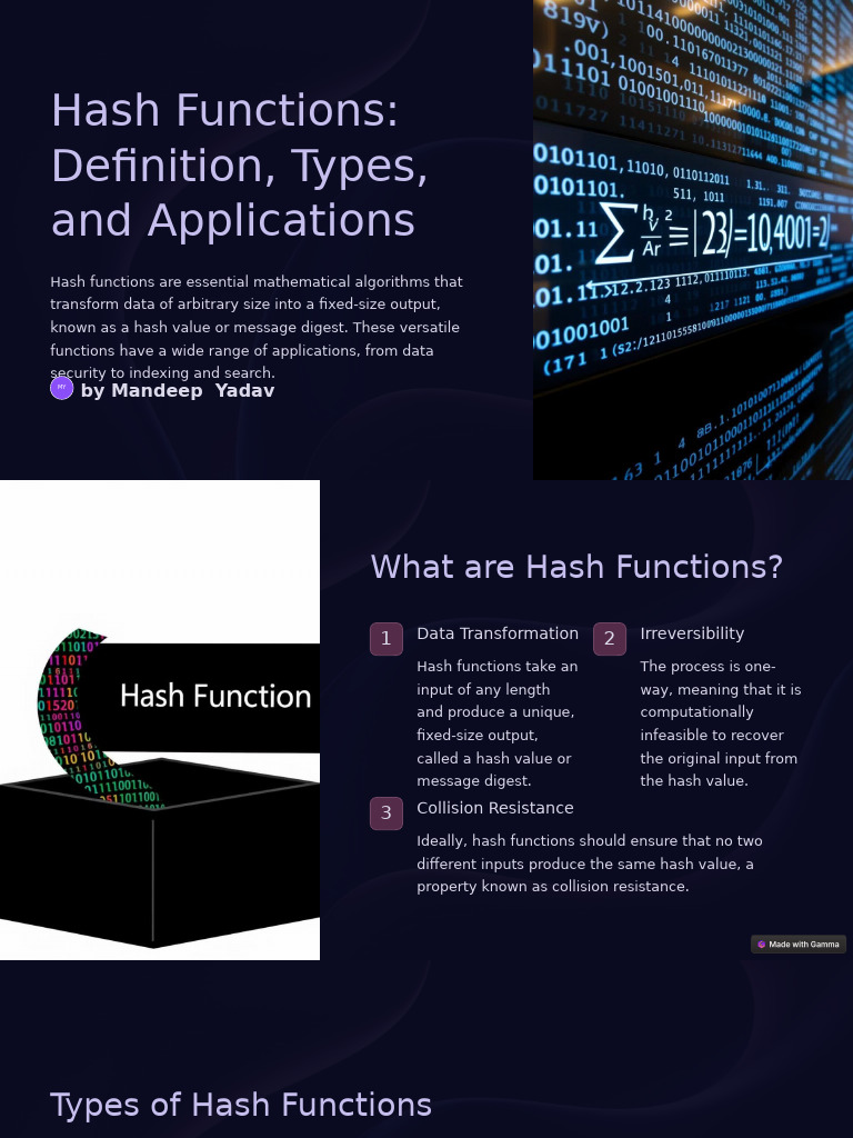 Hash Functions Definition Types and Applications | PDF | Military ...