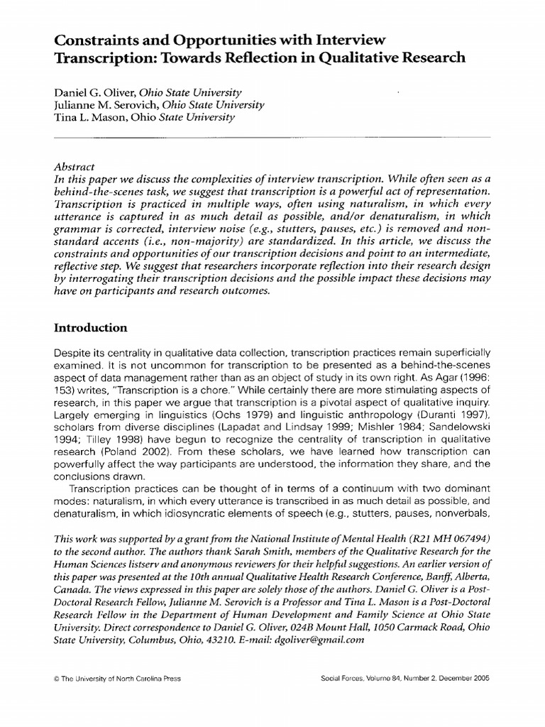 Transcription Challenges in Qualitative Research | PDF | Discourse ...