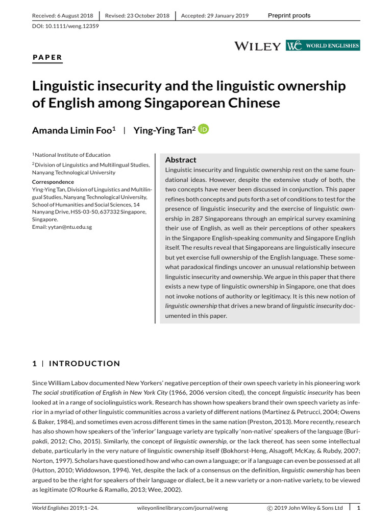 Linguistic Insecurity in Singaporean English | PDF | English Language ...
