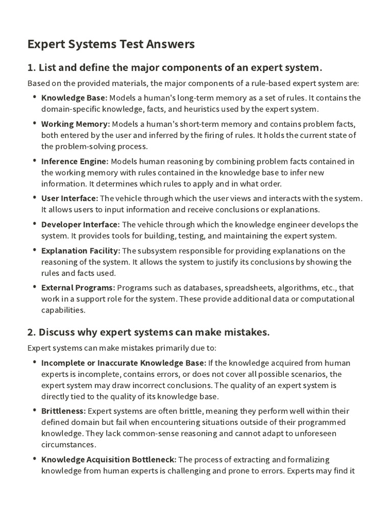 Expert Systems Components and Development | PDF | Knowledge | Expert
