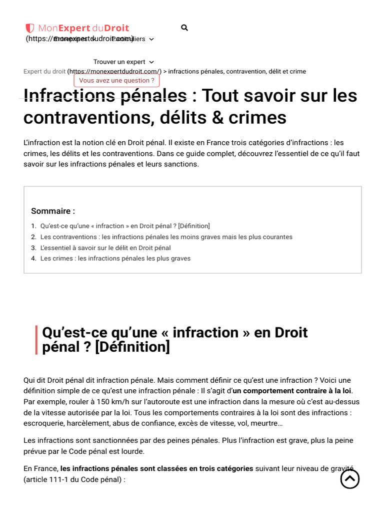 Comprendre les infractions pénales | PDF | Crimes | Crime et violence