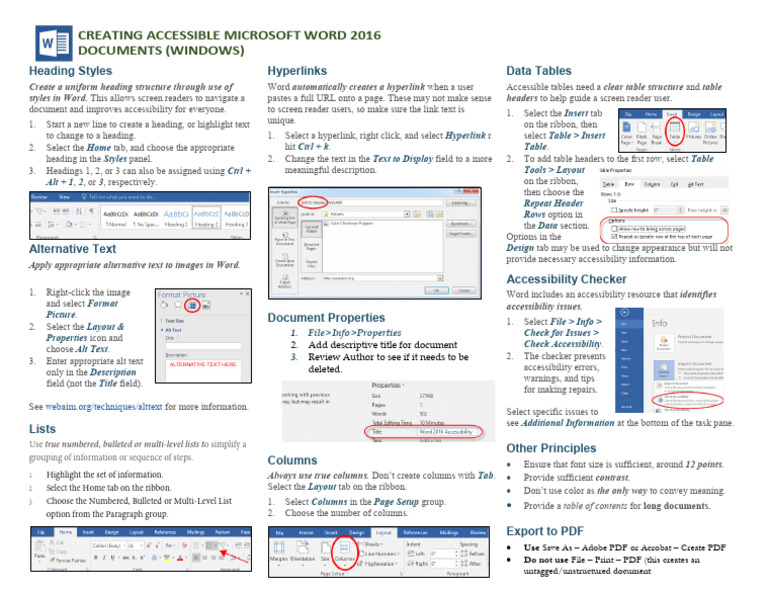 Creating Accessible Microsoft Word 2016 Documents (Windows) : Heading ...