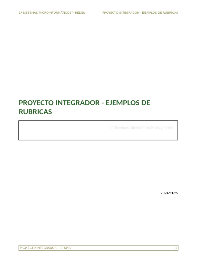 Proyecto Integrador 1 SMR - Ejemplo Rubrica | PDF | Informática