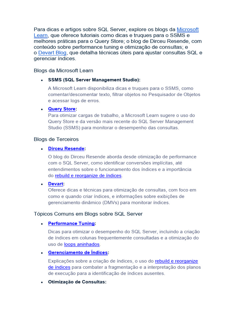 Dicas e Truques para SQL Server Management Studio | PDF | Microsoft SQL ...