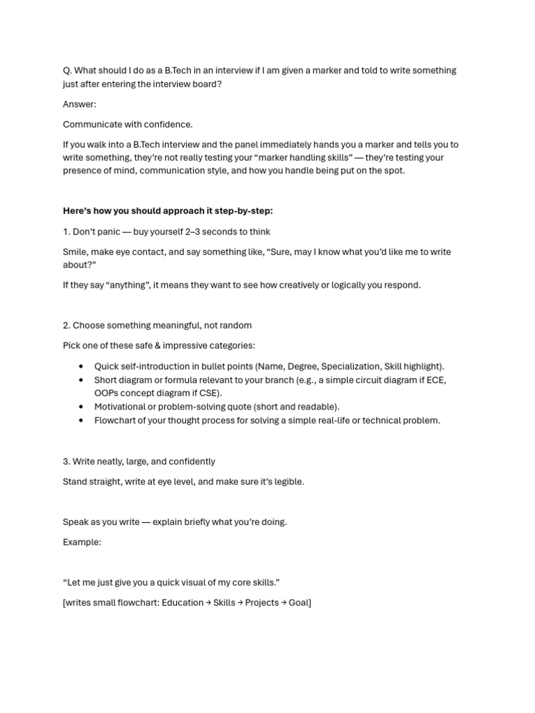 B.Tech Interview Tips: Writing on the Spot | PDF