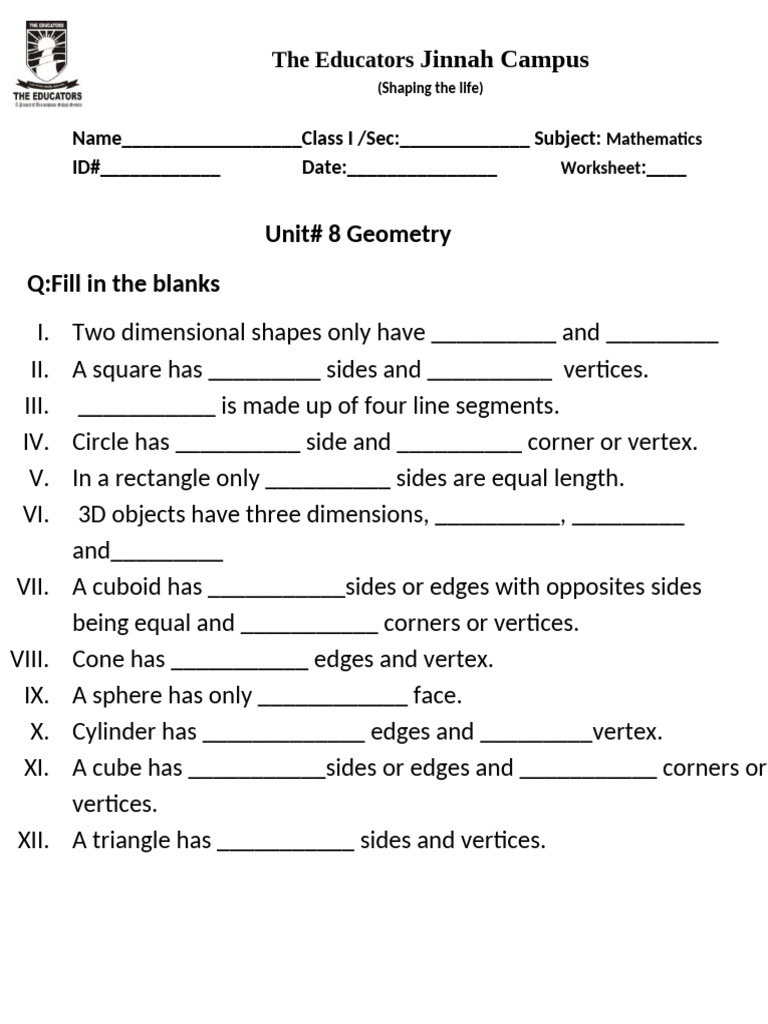Class 1 Worksheet | PDF