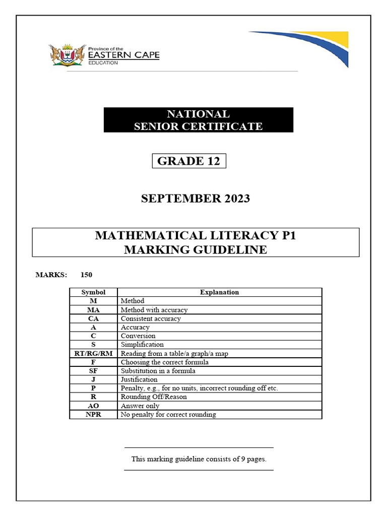 Eastern Cape Grade 12 Maths Lit Memo | PDF | Taxes | Mathematics
