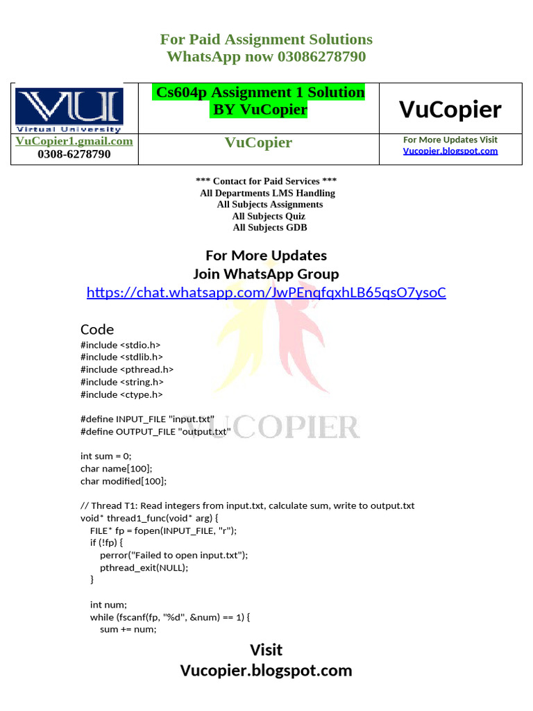 Cs604p Assignment 1 Solution 2025 VuCopier | PDF | Computer Engineering ...