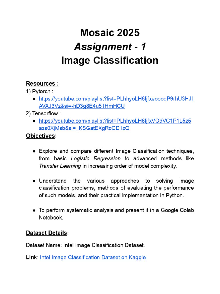 Image Classification Techniques Assignment | PDF | Computer Vision ...