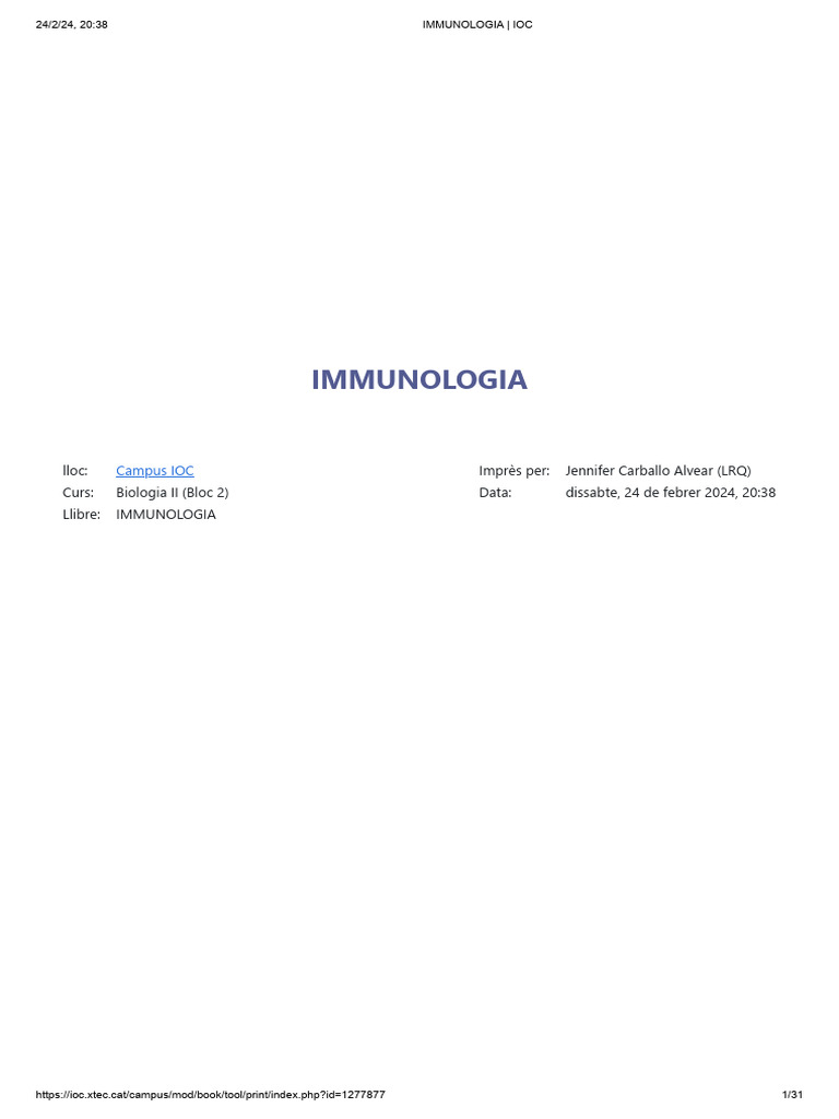 Immunologia - Ioc | PDF