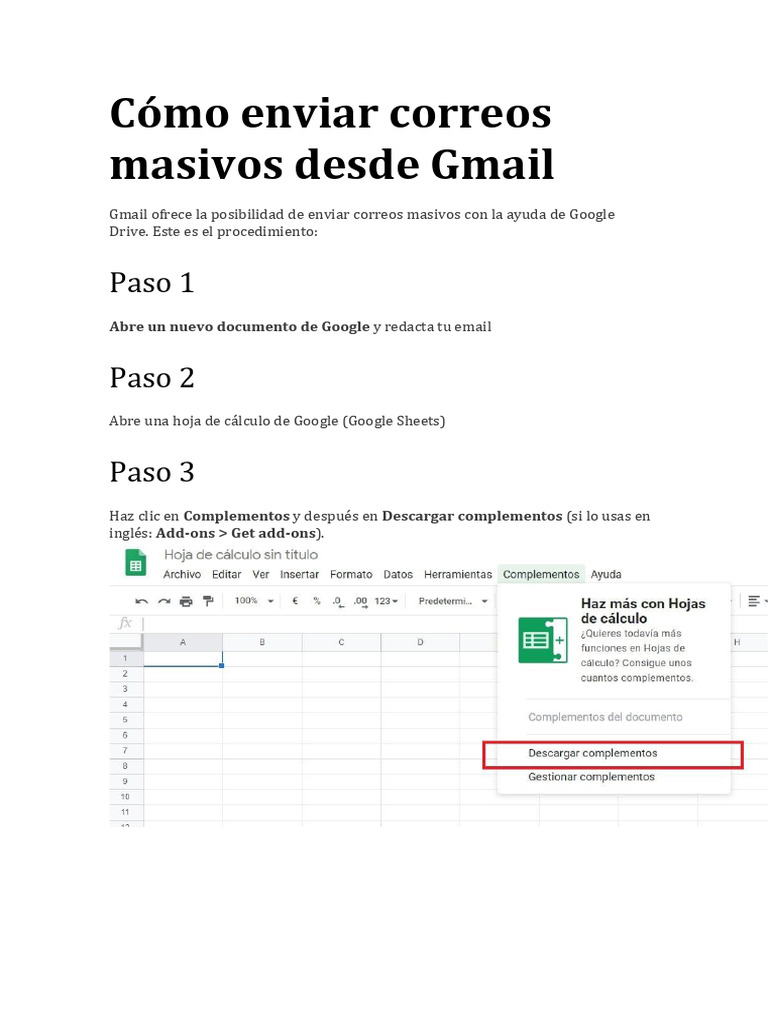 Enviar correos masivos con Gmail | PDF