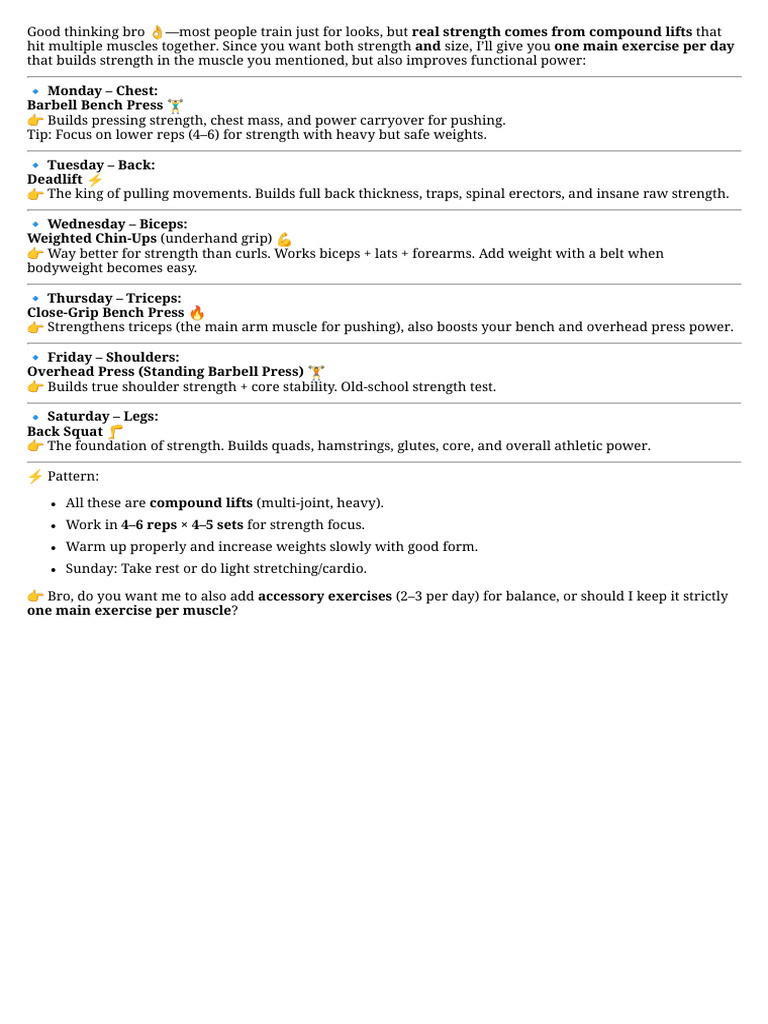 Weekly Strength Training Routine | PDF