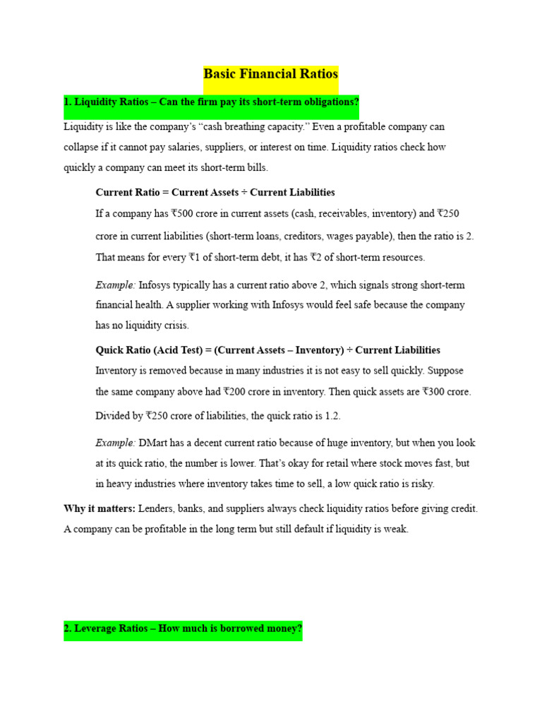Essential Financial Ratios Explained | PDF | Debt | Leverage (Finance)