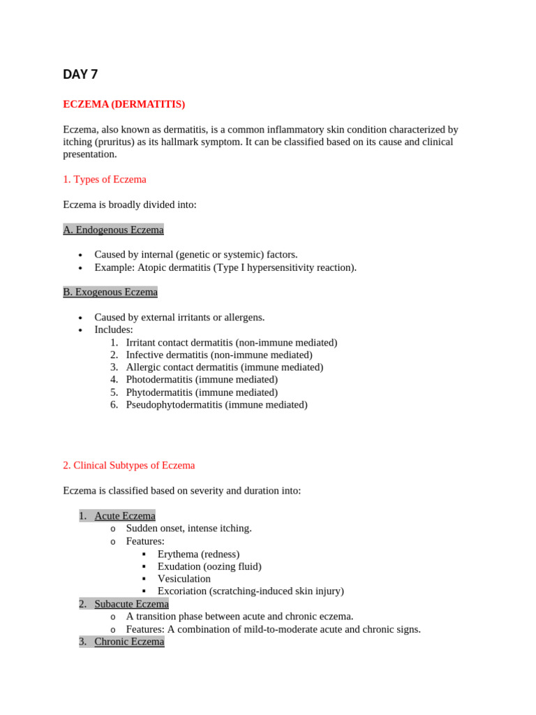 DERMA NOTES DAY 7 and 8 | PDF | Dermatitis | Allergy