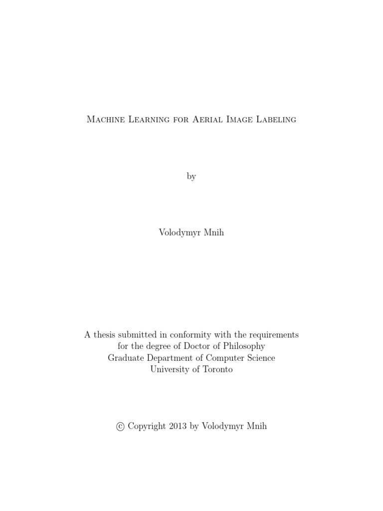 Mnih Volodymyr PHD Thesis | PDF | Machine Learning | Image Resolution
