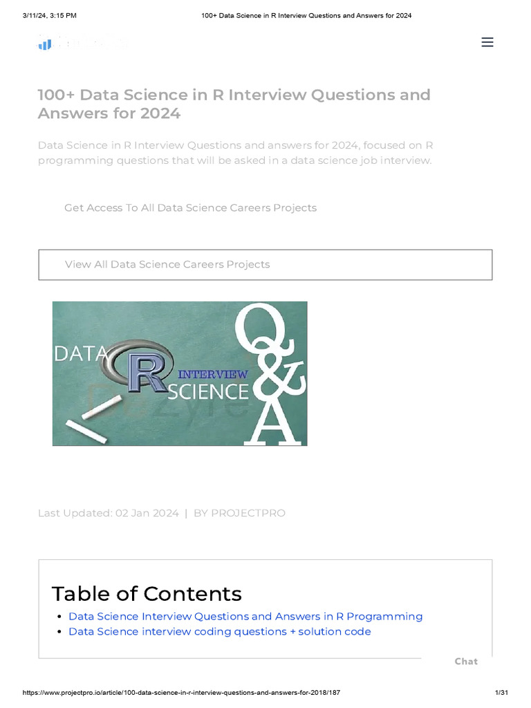 100+ Data Science in R Interview Questions and Answers For 2024 | PDF ...