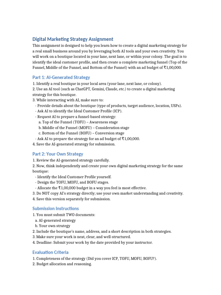 Digital Marketing Strategy for Boutiques | PDF