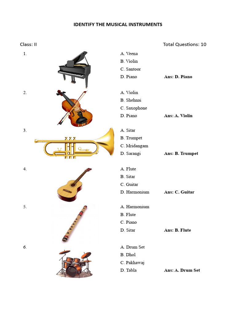 Identify The Musical Instruments - Grade II | PDF