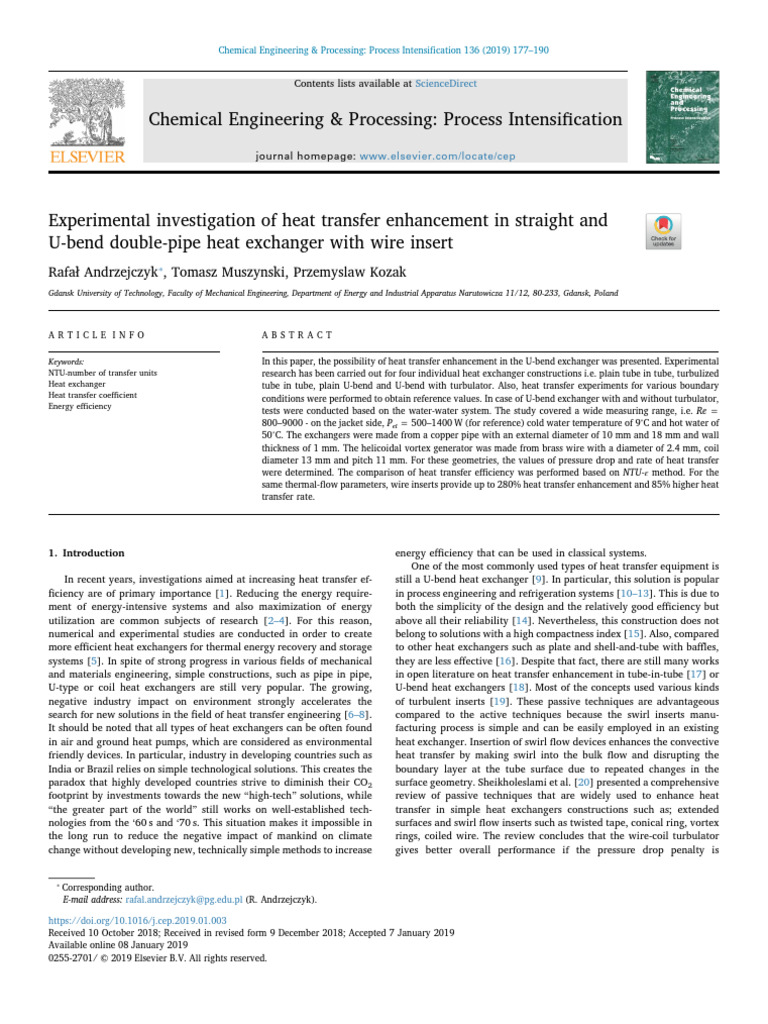 Heat Transfer Enhancement in U-Bend Exchangers | PDF | Heat Exchanger ...