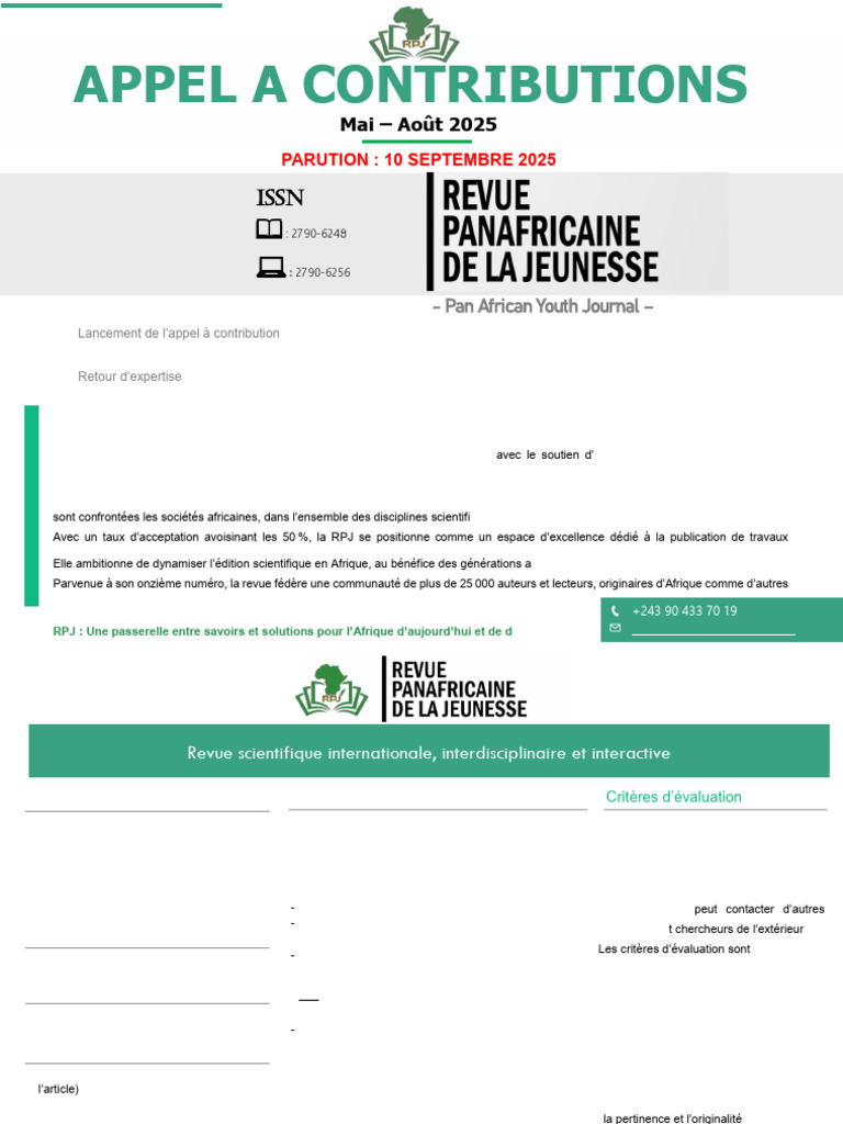 Appel à contributions RPJ 2025 | PDF
