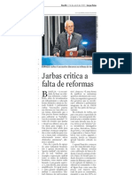 Jarbas critica a falta de reformas, no JC