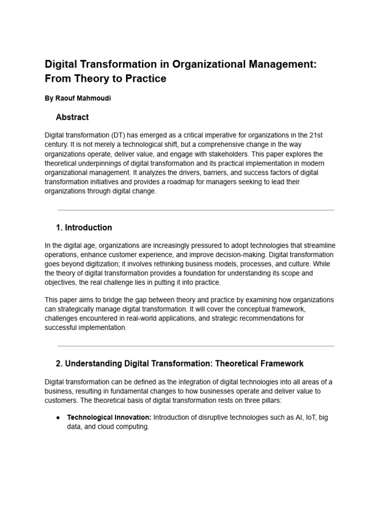 Digital Transformation in Management Guide | PDF | Business | Economies