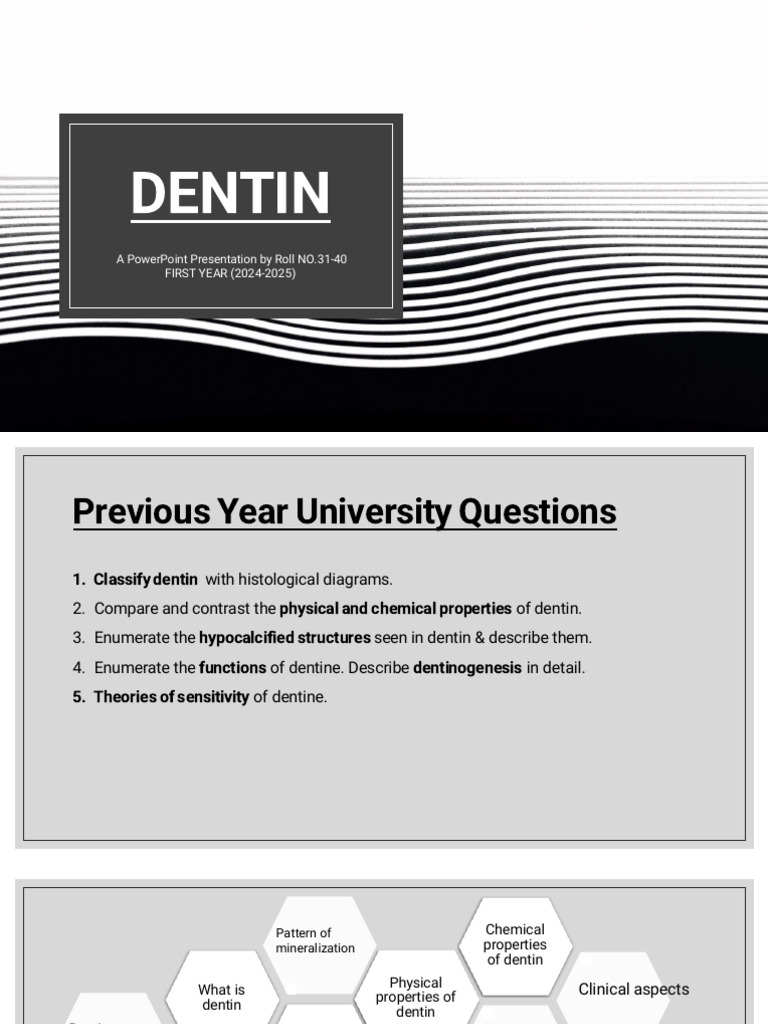 Dentin Structure and Properties Overview | PDF | Dentin | Tooth Enamel