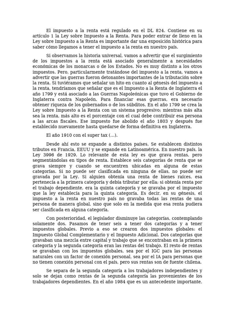 Historia y Estructura del Impuesto a la Renta | PDF | Impuestos ...