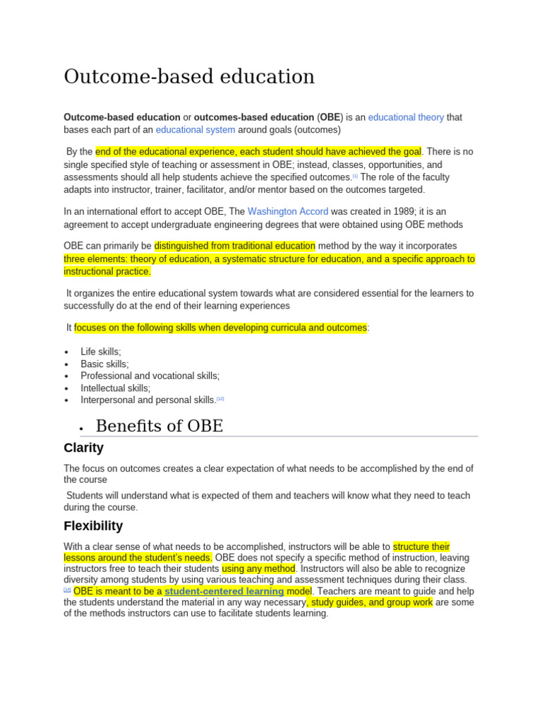 Understanding Outcome-Based Education | PDF | Behavior Modification ...