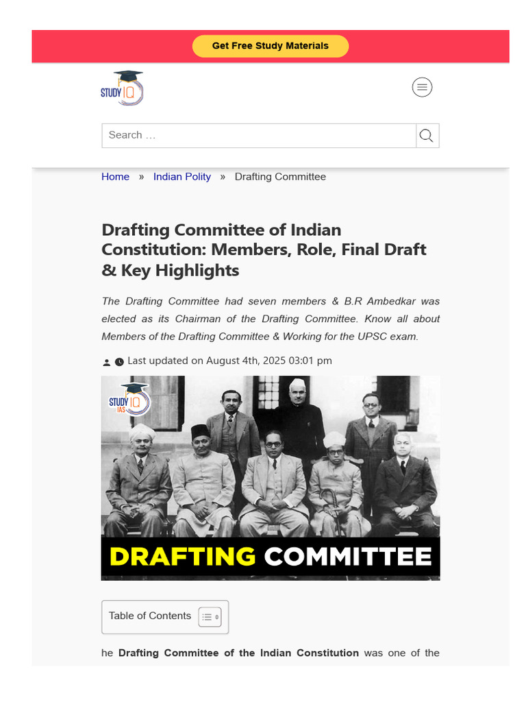 Indian Constitution Drafting Committee Overview | PDF | Government ...