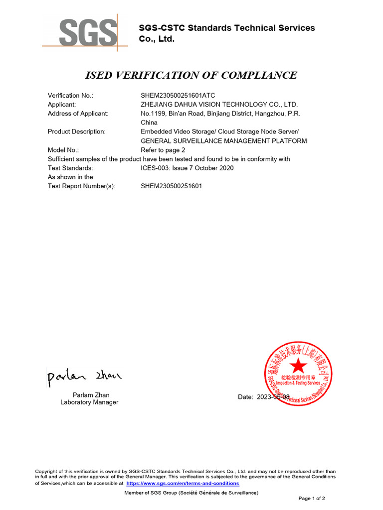 ISED Compliance Verification for EVS7124 | PDF | Information Technology ...