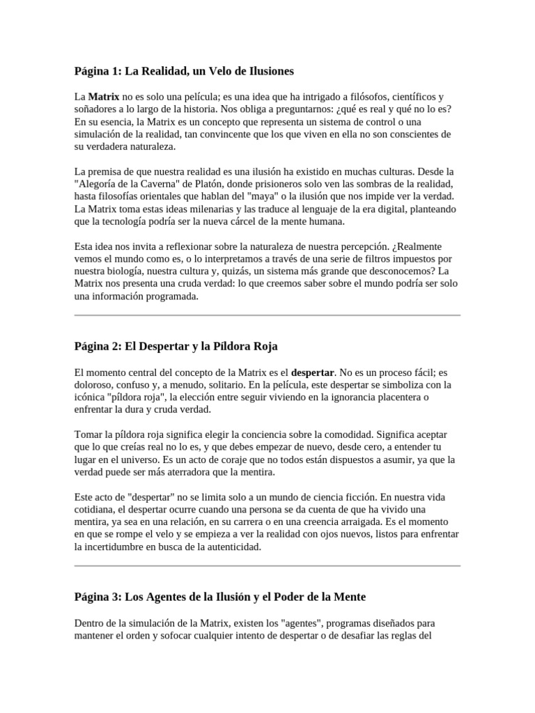 Despertar de la Matrix: Realidad y Conciencia | PDF | Realidad | Verdad