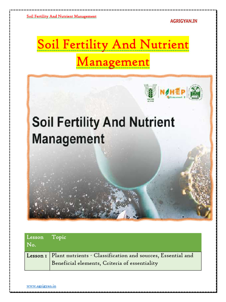 Soil Fertility & Nutrient Management Guide | PDF | Plant Nutrition | Soil