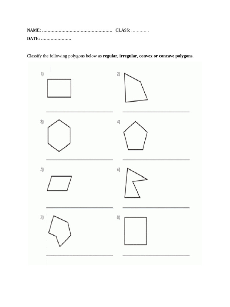 Grade 7 Worksheet On Polygons | PDF