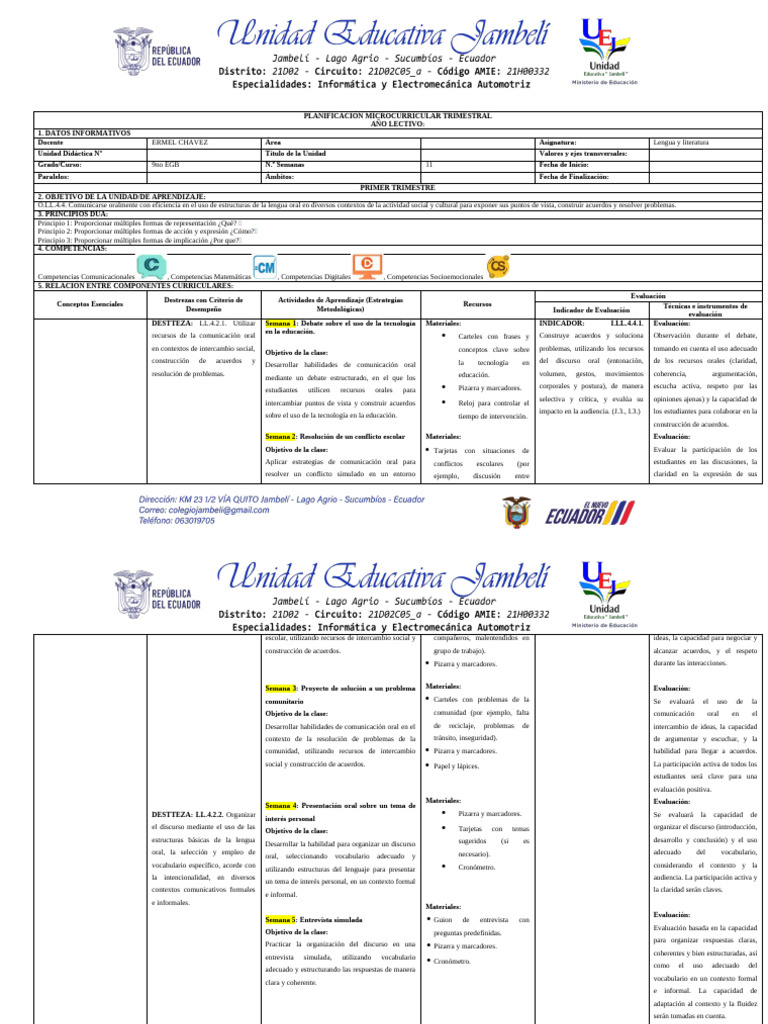 Planificación de Noveno I Trimestre | PDF | Evaluación | Plan de estudios