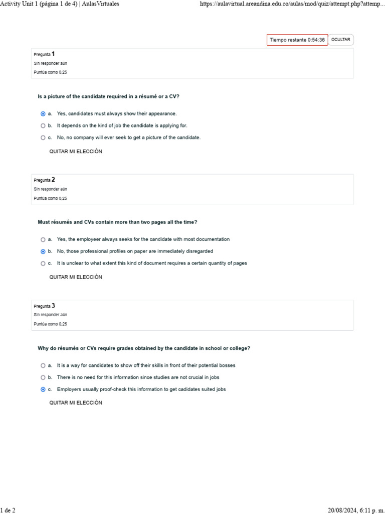 Activity Unit 1 (Página 1 de 4) 1 | PDF | Résumé | Business Documents