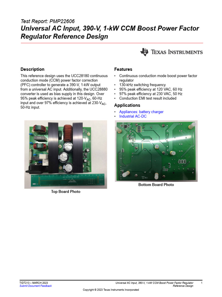 390V 1kW CCM Boost PFC Design Report | PDF | Alternating Current | Feedback