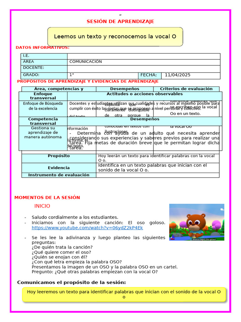 Sesión Vocal o | PDF | Aprendizaje | Modificación de comportamiento