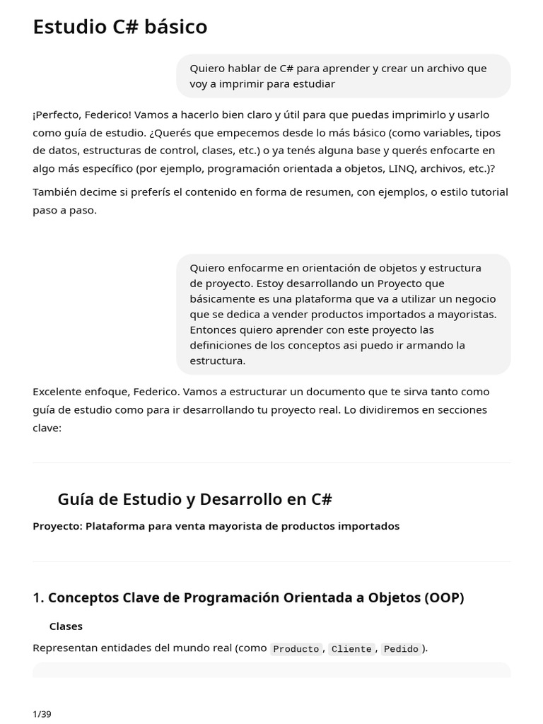 Guía de C# para Proyectos Orientados a Objetos | PDF | C Sharp ...