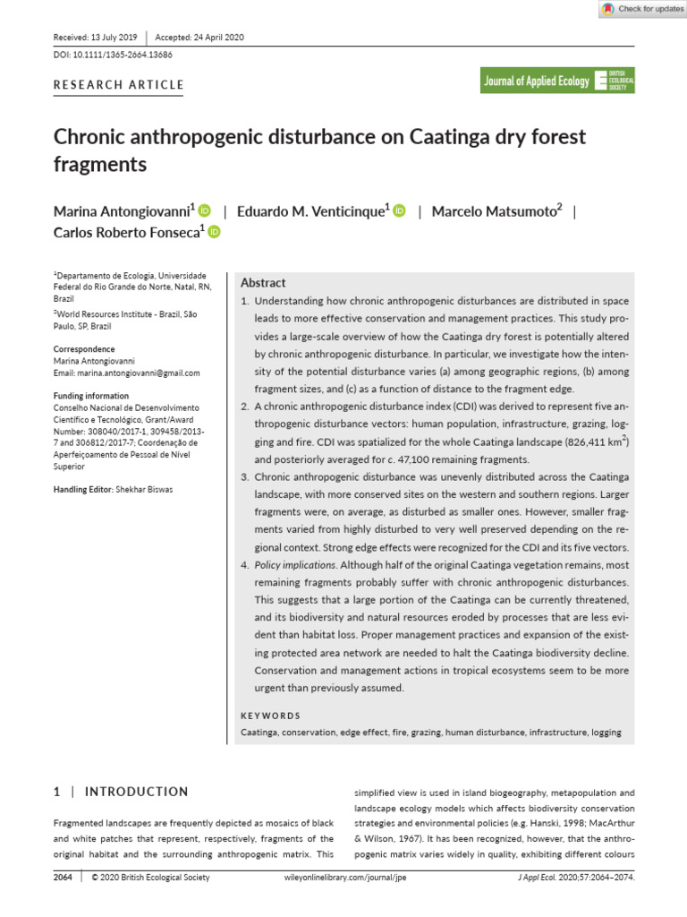 Chronic Disturbance in Caatinga Forests | PDF | Coefficient Of ...