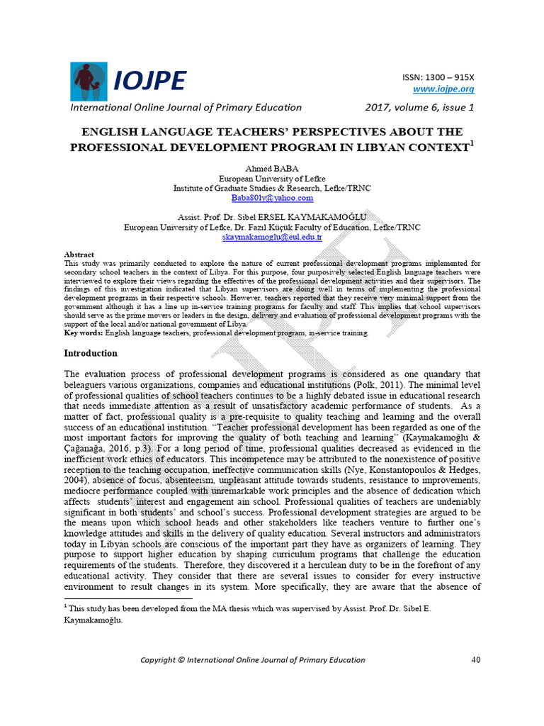 Libyan English Teachers' PD Perspectives | PDF | Teachers ...